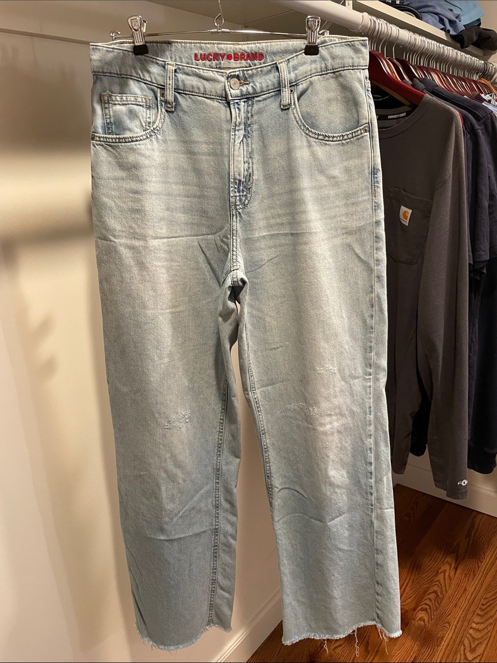 Lucky Brand Lightly Distressed High Rise Wide Leg Jeans